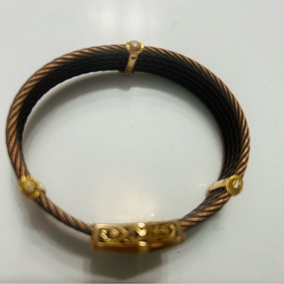 Charriol Celtique 5 Row Nautical Cable Bracelet 18k yellow gold cut diamonds - Picture 4 of 7